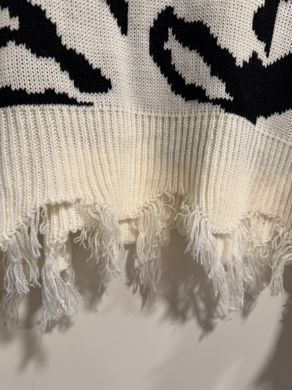 Polly & Esther Black and White Zebra V-Neck Sweater - Picture 2 of 6